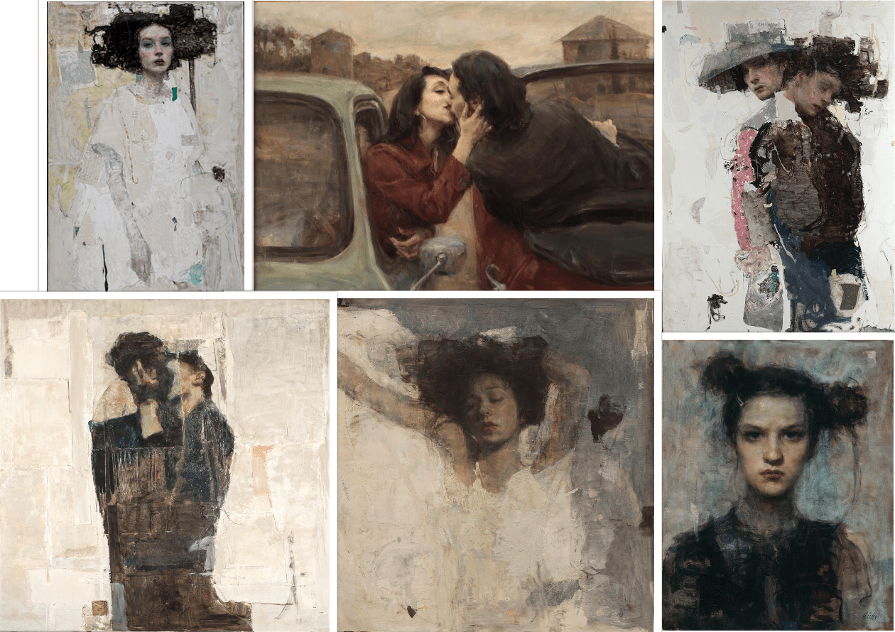 Collage de distintas obras de Ron Hicks Pinturas de Ron Hicks